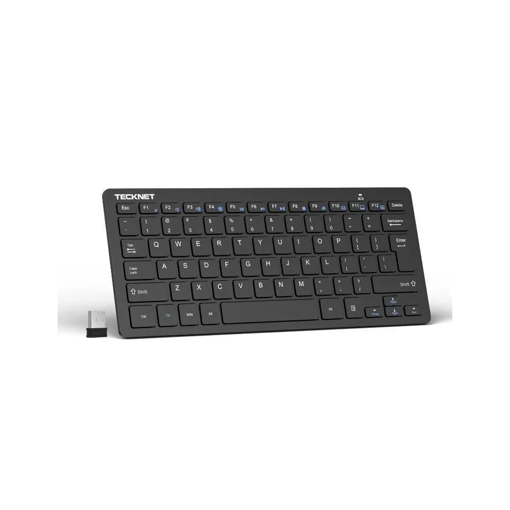 Black TECKNET 2.4G Mini Compact Wireless Keyboard USB PC Laptop TV NIB